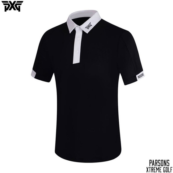 PXG 4종 남성 투톤 넥 카라 반팔 티셔츠